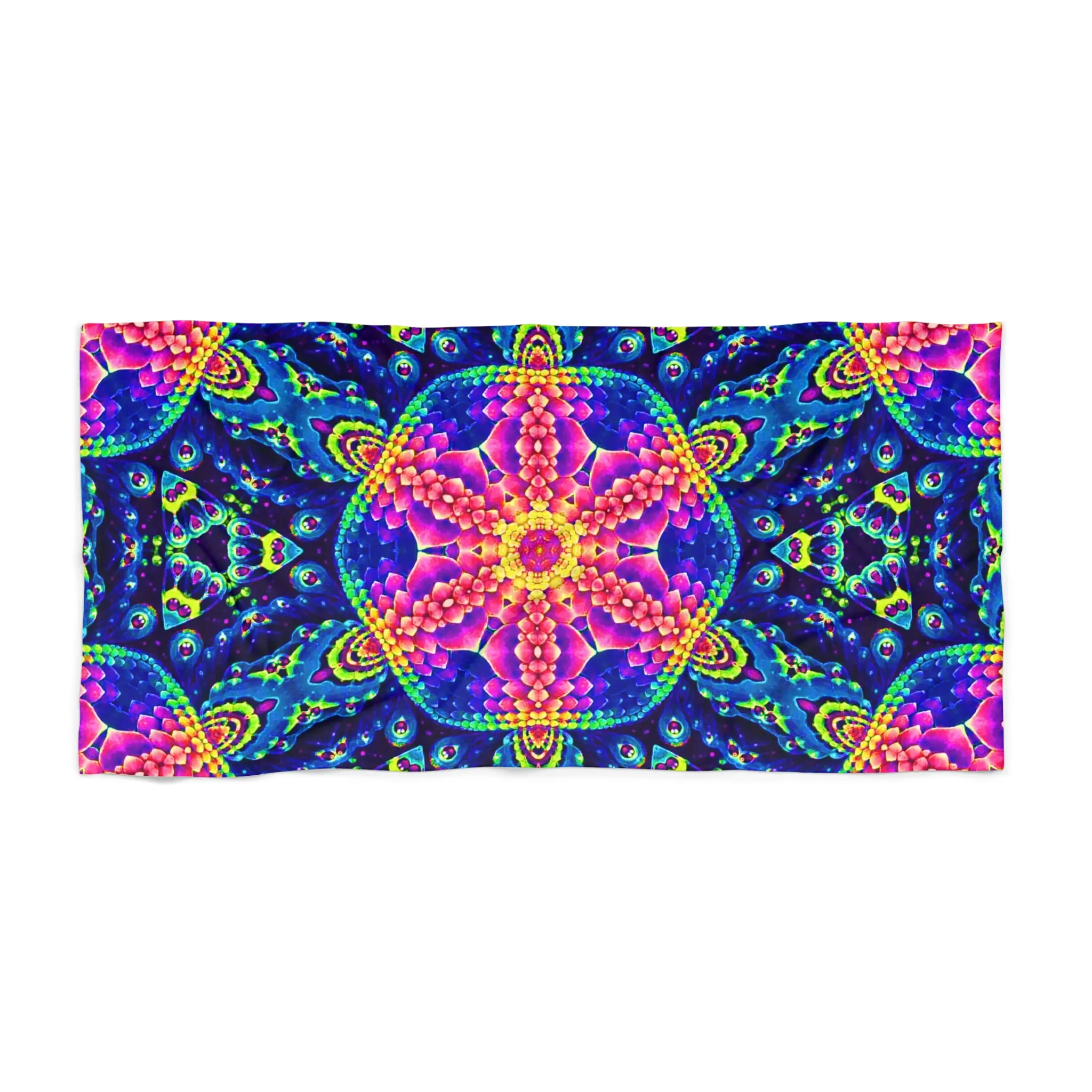 Vibrant Beach Towel, Colorful Tanning Towel, Summer Pool Accessory, Vacation Essential, Kaleidoscope Art Beach Gear