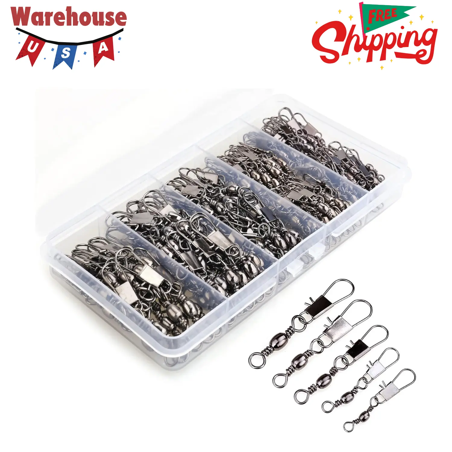 200PCS Barrel Snap Swivel Fishing Accessories 200PCS Barrel Snap Swivel Fishing Accessories