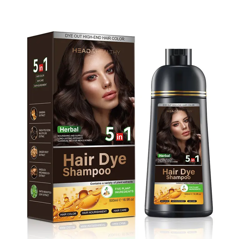 Hair Dye Shampoo,Argan Herbal Hair Color Shampoo Covers Gray Hair for Women and Men