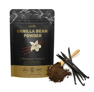 TALCUFON Madagascar Ground Vanilla Bean Powder, 100% Ground Vanilla Beans, No Fillers and Additives, Gluten Free, Non-GMO Great for Coffee, Baking, Shakes 2.5 Oz