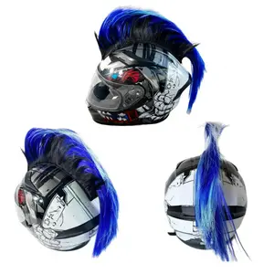 Helmet Wig Motorcycle HelmetDecorations Wigs Cockscomb Motocross FullFace Off Road Helmet Decoration Hair StickerPaste Mohawk Wig Hair Motorbike HelmetAccessories Stickers Cosplay Styling Blue and Black