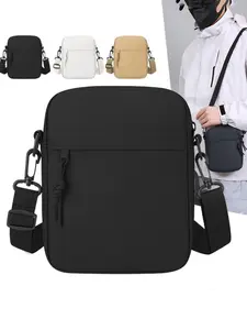 Men's Simple Single Shoulder Bag, Solid Color Mini Crossbody Bag, Lightweight Phone Bag, Casual Daily Use, Stylish and Durable, Fashionable Shoulder Bag, Minimalist Crossbody Bag, Casual Crossbody Bags, Zipper Crossbody Bag, Adjustable Crossbody