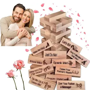 Wooden Tower Stacking Game, 1Set Funny Game Props, Creative Entertainment Toy for Girlfriend, Boyfriend,Newlywed, Wife or Husband