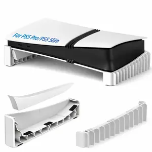 PS5 Horizontal Stand with 12 Disc Storage Slots, ABS Anti Slip Console Base, Space Saving Organizer Compatible with PlayStation 5 Slim and Pro Disc and Digital Editions, Stable Cooling Stand for Gaming Setup and Home Entertainment, Game Night Gadget