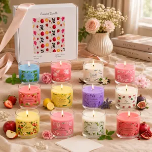 12-Piece Highly Scented Wax Candles Set - 2.5oz Round Wax Core with Assorted Added Fragrance Scents (Vanilla, Lavender) - Gifts for Women & Coworkers - Home Decor for Autumn, Christmas Ornaments