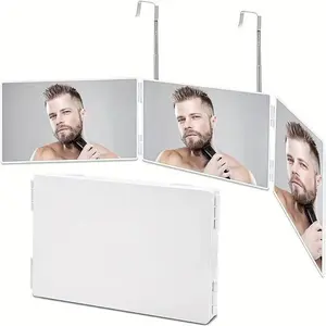 Height Adjustable 360 Trifold Mirror - Portable & Foldable Makeup Essential Decor White