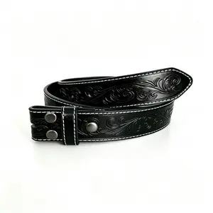 Unisex Retro Cowboy Embossed Leather Western Belt - Suitable for Jeans, Trousers
