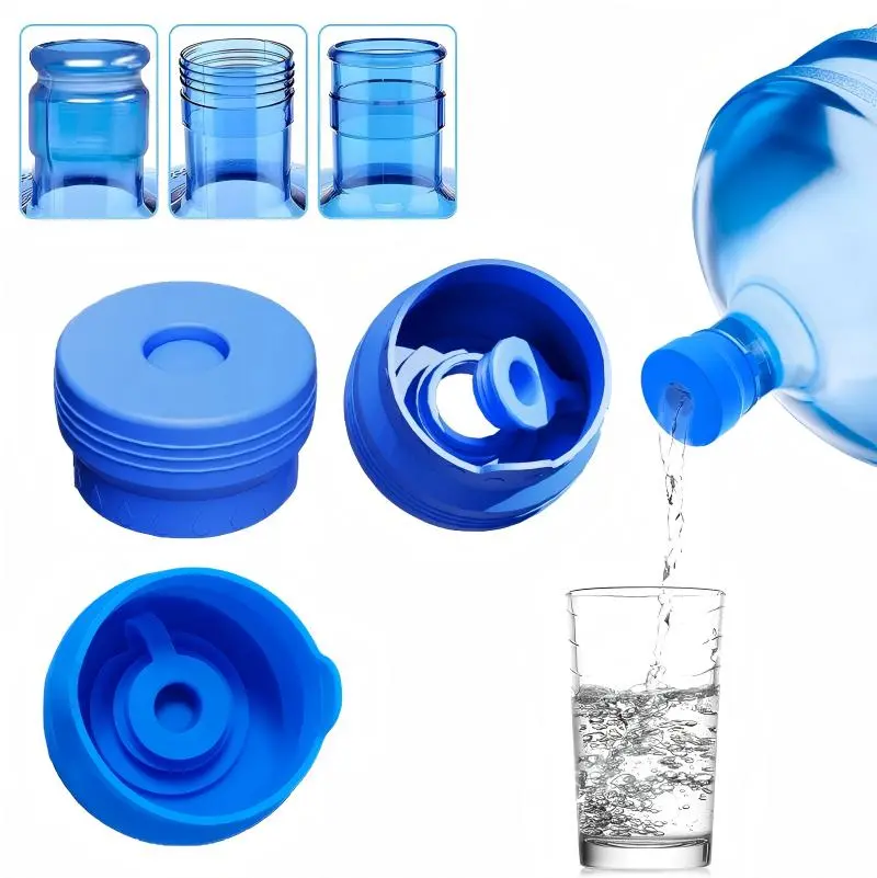 Upgraded 55-60mm BPA-Free Food Grade Circular Soft-Touch Silicone Reusable Cap Covers for 3/5 Gal Water Jugs, Standard/Screw/Crown Top Bottles - Sturdy, Leak-Proof, Pop-Resistant Disposable-Alternative Indoor Kitchenware Lids