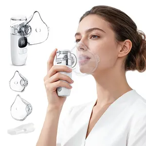 Nebulizer, Smart Digital Display Portable Nebulizer for Adults and Kids, Portable Nebulizer Machine for Breathing with Mouthpiece and Mask, Handheld Nebulizer for Travel and Home Use