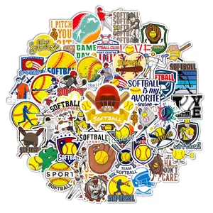 50 yellow softball stickers, skateboard guitar luggage stickers
