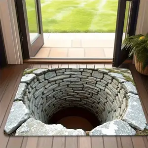 Endless Deep 3D Printed Anti-Slip Mat, Polyester Fiber, Durable Material, Imitation Stone Texture, Lightweight Foldable Floor Mat