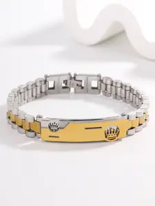 A golden double crown business style stainless steel bracelet is fashionable, simple, atmospheric, high-end, and upscale men's bracelet. It is a business and leisure boutique accessory suitable for various occasions and gift choices Stainless Steel Wrist