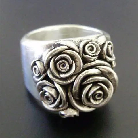 Mother's Day Gift Vintage Trendy Flower Decor Ring, Casual Matching Floral Statement Ring Jewelry, Fashion Jewelry Accessories for Women Girlfriend Couples, Vintage Rings, Beautiful Rings