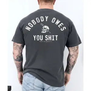 Nobody Owes You Shjt Skull Men’S T Shirt, Trending Gym Shirt, Funny Workout Tee, Skull Graphic Fitness Shirt, Gym Motivation Apparel for Men, Gift Idea for Gym Lover Bodybuilder Athlete, Birthday Christmas Fitness Gift, Bold Strong Confident Vibes