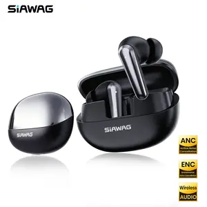 SIAWAG BTW77 Bluetooth Earbuds with 600mAh Battery ANC-42dB Active Noise Cancellation Dual Mic ENC 150H Standby 60ms Low Latency IPX5 Waterproof Comfortable Fit Fast Connection Audio Headset