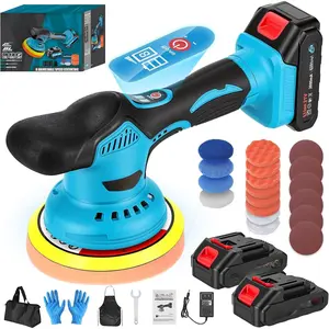 Cordless  Buffer Polisher Kit, 6-Inch   Polishing Kit with 2x2.0Ah 21V  & 28 count Attachments, 8-Speed 6000RPM Cordless Buffer Polisher for  Detailing, Waxer, Scratch Removal