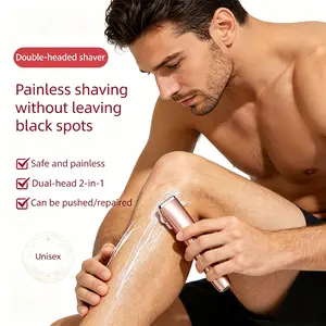2-In-1 Unisex Electric Shaver, Painless Waterproof Bikini Trimmer for Women & Men, Type-C Rechargeable Wet/Dry Intimate Razor for Body, Face, Beard