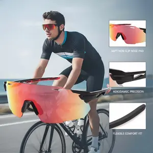 Polarized UV400 Cycling Sunglasses for Men and Women, Pro Performance Gradient Shield with Soft Nose Pad & Flexible Fit, Lightweight Aerodynamic Sports Glasses for Outdoor Bike Riding Hiking