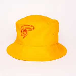 Yellow Embroidered Bucket Hat | Lightweight Sun Protection Hat | Unisex Casual Summer Bucket Hat