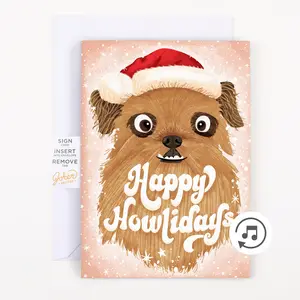Endless Dog Christmas Greeting Card with Glitter Endless Dog Christmas Greeting Card with Glitter