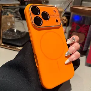Liquid Silicone Phone Case for iPhone 13 14 15 16 17 Pro Max, Full Coverage Shockproof Magnetic Case with Lens Film & Camera Button Protection