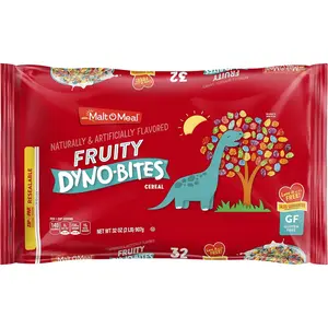 Malt-O-Meal Fruity Dyno Bites Cereal, Gluten Free Breakfast with Fun Flavor, 32 oz Resealable Bag