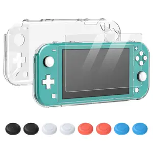 Clear Cover Case for  Lite, Ultra Slim Clear Hard PC Protective Case Compatible with   Lite with a Glass Screen Protector and 8 Thumb Grips Caps