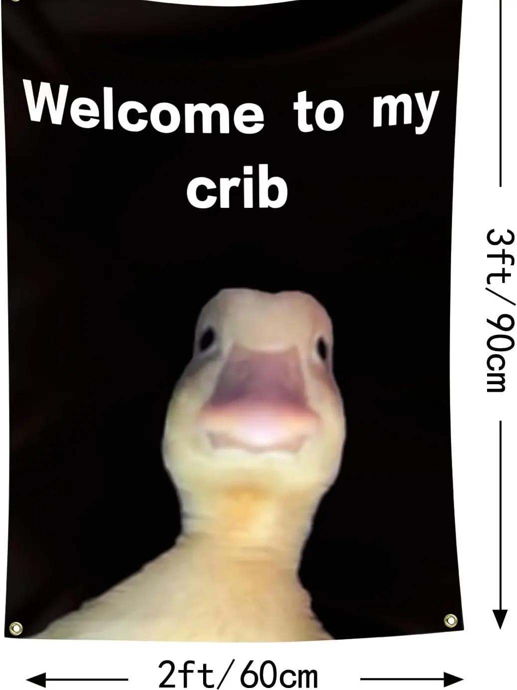 "Welcome to My Crib" Cloth Banner - 2x3 ft (24x36 in) Black Funny Wall Art, Durable Man Cave Wall Flag with Brass Grommets, Bedroom Decor & Room Decorations for Home