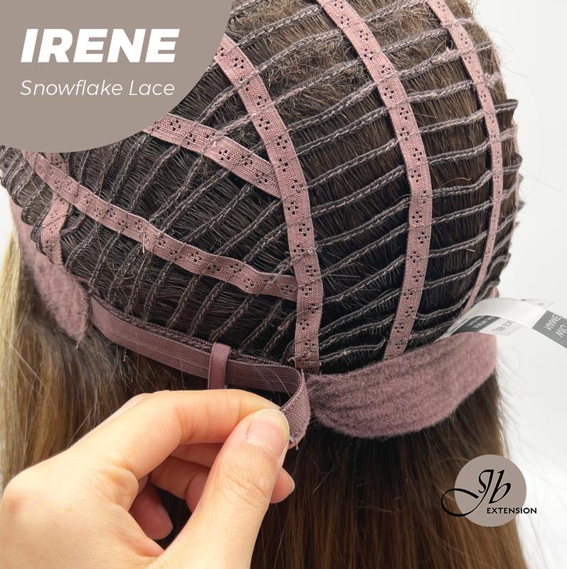 JBEXTENSION 20 Inches Caramel Blonde Highlight Pre-Cut T Part Snowflake Lace Frontlace Glueless Wig IRENE SNOWFLAKE【BENDY EAR TABS】