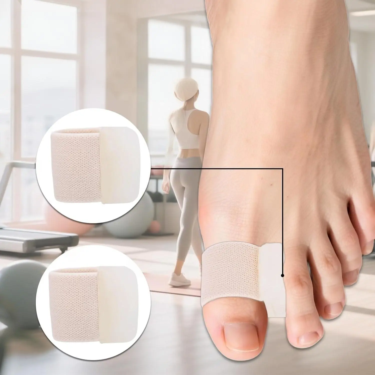 2 PC White men and women Unisex Toe Pads Toe Corrector Sleeve for Fitness Athletes, Improve Foot Alignment Performance, Comfort, Recovery, Enhance Training Experience