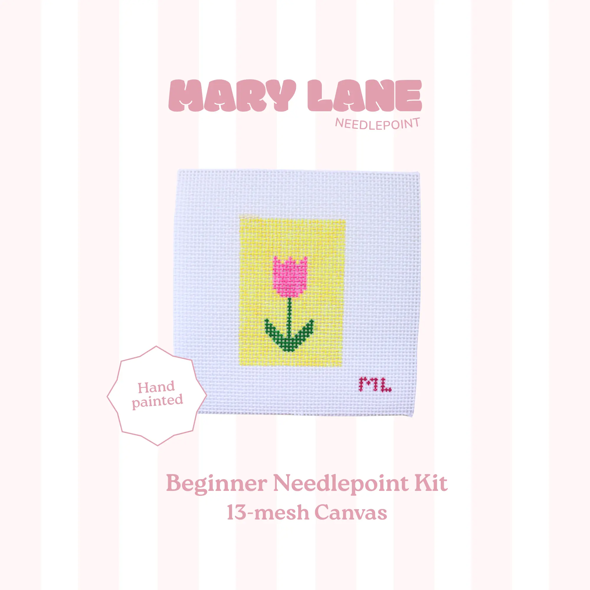 Pink Flower Beginner Needlepoint Kit
