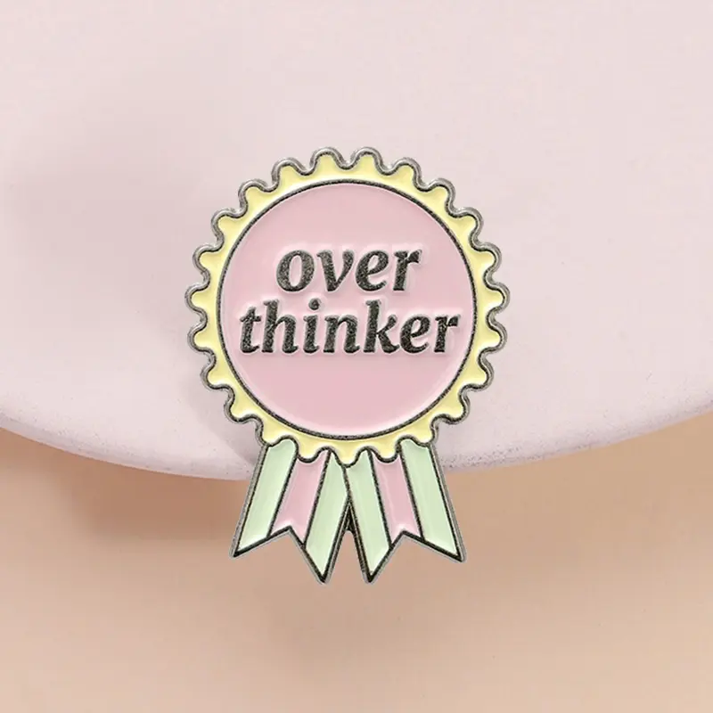 Humorous Self-Deprecating Metal Badge, over Thinker Award Pin, Unique Gift for Friends, Personalized Accessories, Fashion Accessory, Fun Joke Item, Lapel Pin, Brooch Pins, Alloy Brooch Pin