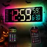 EASYERA 16.5" Smart Digital Wall Clock with App & Alexa via WiFi, Large RGBIC Wall Clock with Multiple DIY Color and Music Sync, LED Display, Auto DST, Plug-in Clocks for Classroom Home Gaming, Kitchen Craft Room, Halloween Gift, Fall Decor
