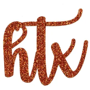 Houston HTX Orange Cursive Vinyl Patch City Letters Texas Glitter  Iron On