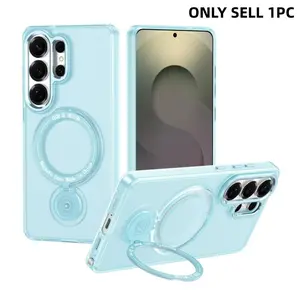 360 Rotating Magnetic Phone Case Ring Stand Holder Clean Aesthetic Style Slim Fit for Galaxy S26 Ultra S25 S24 S23 Ultra Plus Smooth Grip Flexible Viewing Angle Lightweight Feel Daily Outfit Matching Multi Color Choice