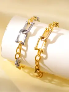 Stainless Steel Horseshoe Buckle Bracelet, Adjustable Link Bracelet, Classic Design, Durable & Stylish Accessory for Everyday Wear, Music Festivals, Parties, Fashion Jewelry Accessories