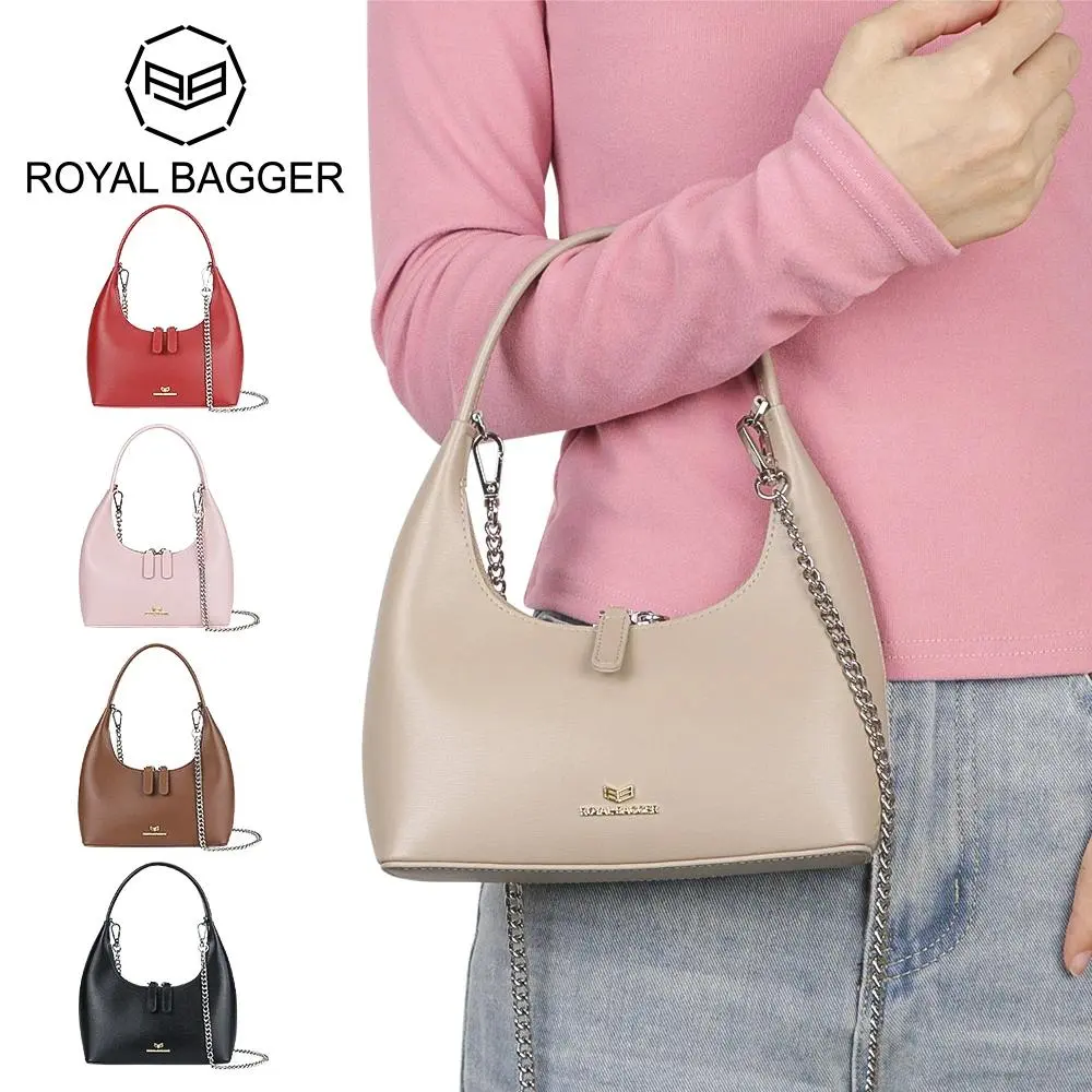 Royal Bagger Genuine Cow Hide Women's Crossbody & Shoulder Bag - Elegant Minimalist Elegant Casual Handbag, Fashionable Purse, Small Evening Chain Purses, Everyday Bag (2600)