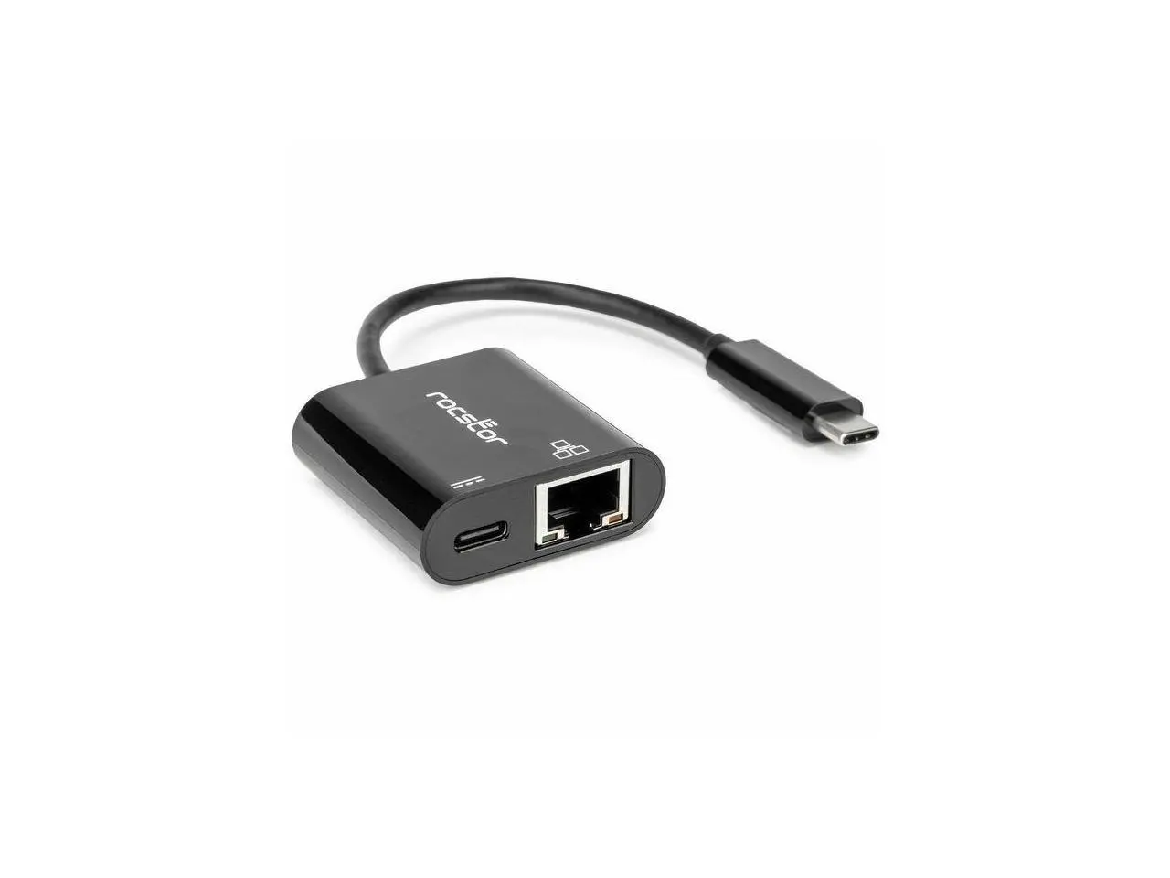 Rocstor Premium USB-C to Gigabit Ethernet with USB-C 100W Power Delivery PD 3.0 Adapter - USB Type C - 2 Port(s) - 1 - Twisted Pair - 10/100/1000Base-T