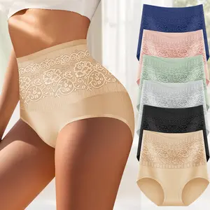 Plus Size High Waisted Shaping Panties Tummy Control & Butt Lifting Underwear Breathable All-Day Support Womenswear 6Pcs Multicolor Bridal Basic 92% Viscose 8% Elastane