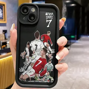 Creative Cartoon Soccer Player Pattern Phone Case, Decorative Phone Protector Cover, Phone Accessories Compatible with iPhone 11 12 13 14 15 16 Series