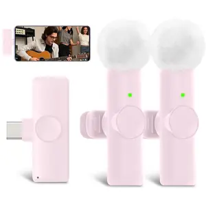 USB C Wireless Microphone, Wireless Mini Microphone, Clip-on Microphone with Clip & Noise Cancellation Recording, Perfect for Podcast Content Creators, Audio