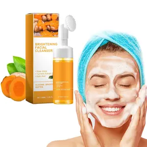 Turmeric Facial Cleanser and Oil Brightening Serum for Skincare Hydrating Moisturizing Travel Size Centella Extract Cleansing Foam Brush centella skincare travel size products turmeric facial cleanser Moisturize Squeeze centella skincarecentella skincare