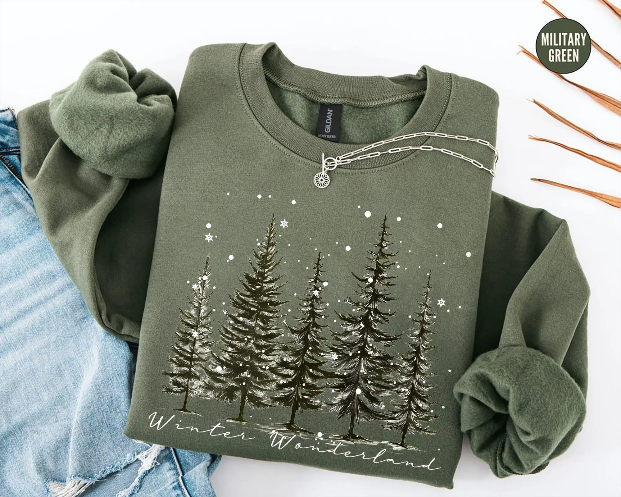 Winter Wonderland Sweatshirt, Cute Pine Tree Christmas Crewneck for Women, Cozy Xmas Holiday Winter Sweatshirt, Christmas Gift Her