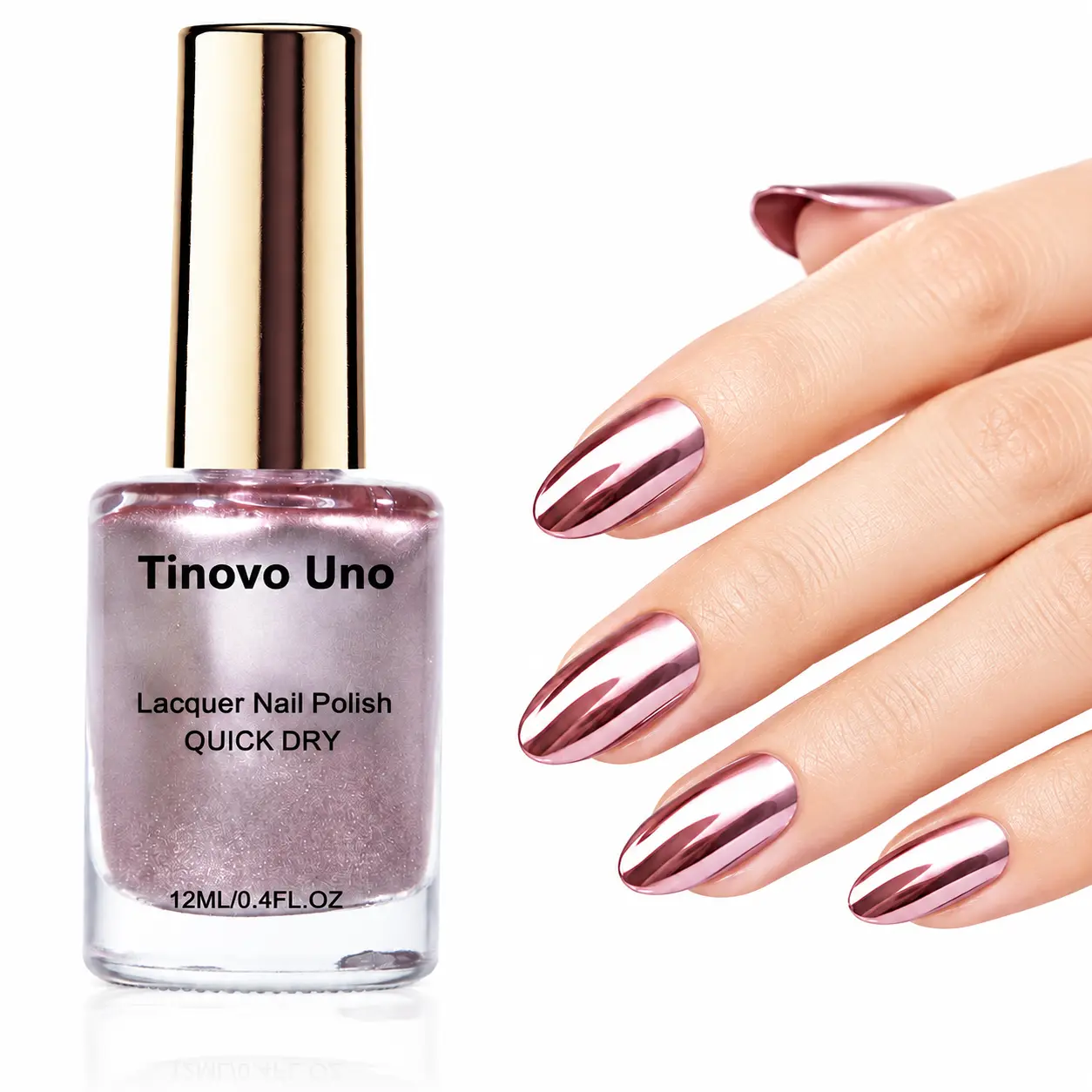 Tinovo Uno Metallic Sparkly Long-Lasting Nail Polish - 12ML Salon Quality Bottle, Quick Dry, No LED Required, for Home Manicure Enthusiasts, Nail Products, Diy Nail Art Ready