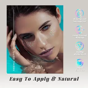 6 pcs Holographic Glitter Freckles Face Tattoo, Waterproof Sparkle Body Glitter Speckles