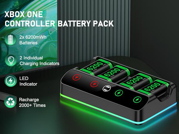 ESYWEN 4X 6200mWh Rechargeable Battery Pack for Xbox One/Series S/X Controller – Charging Station Compatible, with Extended USB-C Cable