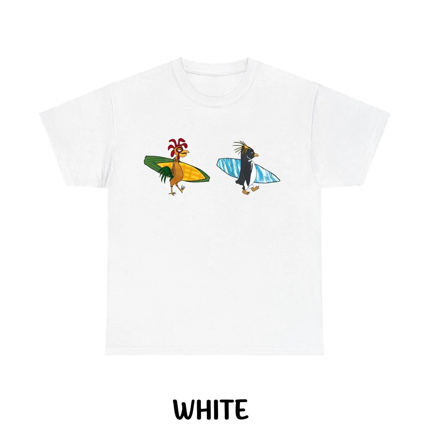 Unisex Surfing T-Shirt Featuring Cody Maverick and Chicken Joe with Humorous Graphic Design Trendy Casual Wear