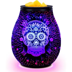 Wax Melt Warmer Wax Melter Wax Burner for Scented Wax Melts Electric  Warmer for Wax Cubes & Tarts,  3D Design 7 Colors LED Light  & Decor for Home Office (3D Skeleton)