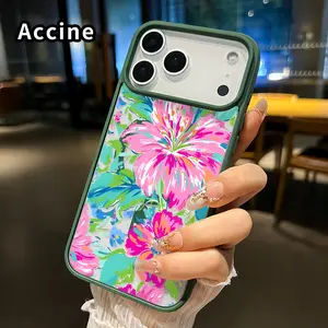 Magnetic Phone Case Supports Wireless Charging for iPhone 17 16  Pro Max Plus 15 14 13 12 11 Air E Floral Color Symphony Pattern Non-Yellowing Shockproof Soft Silicone Transparent Acrylic Cover