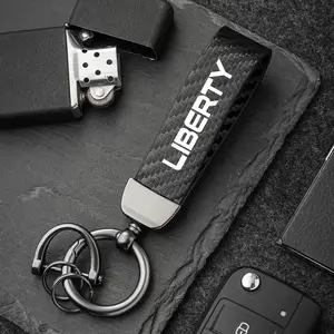 Jeep Liberty Carbon Fiber Car Keychain Set, Premium Auto Modification Key Fob with Screwdriver & Rings, Durable Design for Everyday Use